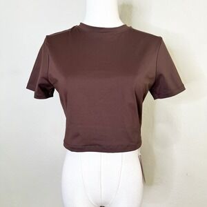 Skims Top Recycled Swim Tee Size XL Cocoa Brown Short Sleeve NEW SW-TSH-0746